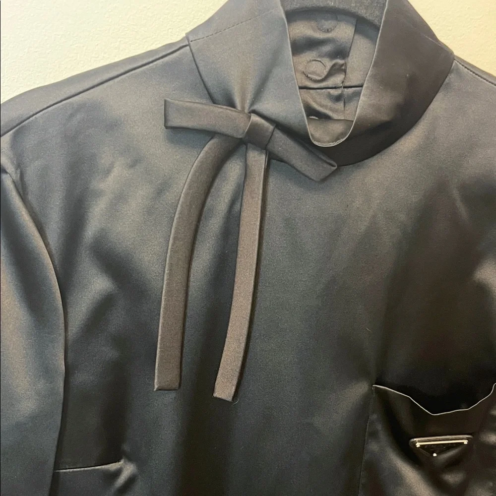 Prada Black Satin Blouse - Picture 4 of 8